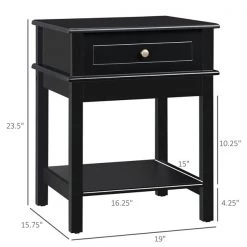 Table de chevet noire de 23 1/2 po x 15 3/4 po HomCom en panneaux MDF avec tiroir et étagère -HOMCOM Soldes 2022 330951272 AlternateImage2 l