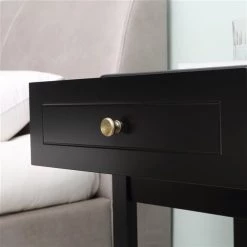 Table de chevet noire de 23 1/2 po x 15 3/4 po HomCom en panneaux MDF avec tiroir et étagère -HOMCOM Soldes 2022 330951272 AlternateImage4 l