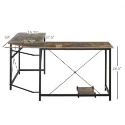 Bureau en forme de L HomCom moderne et contemporain brun de 59 po -HOMCOM Soldes 2022 330951296 AlternateImage2 l