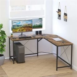 Bureau en forme de L HomCom moderne et contemporain brun de 59 po -HOMCOM Soldes 2022 330951296 AlternateImage3 l