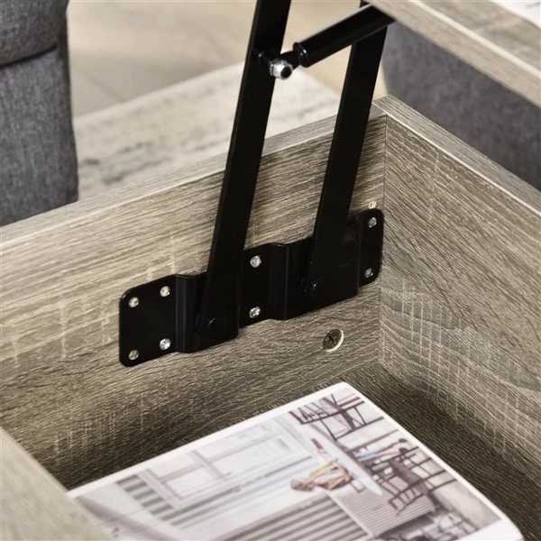 Table basse grise rectangulaire HomCom en panneaux de particules avec plateau relevable 4 Table basse grise rectangulaire HomCom en panneaux de particules avec plateau relevable – Image 4