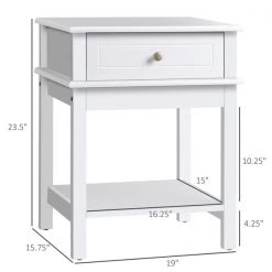 Table de chevet blanche de 23 1/2 po x 15 3/4 po HomCom en panneaux MDF avec tiroir et étagère -HOMCOM Soldes 2022 330951298 AlternateImage2 l