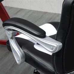 Fauteuil de direction de style course HomCom contemporaine ergonomique pivotante à hauteur ajustable, noir et blanc -HOMCOM Soldes 2022 330951310 AlternateImage4 l