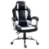 Fauteuil de direction de style course HomCom contemporaine ergonomique pivotante à hauteur ajustable, noir et blanc