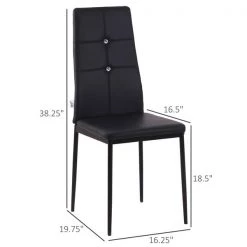 Chaises de salle à manger noires et rembourrées à haut dossier HomCom avec pattes en acier, ensemble de 4 -HOMCOM Soldes 2022 330951319 AlternateImage2 l