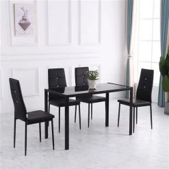 Chaises de salle à manger noires et rembourrées à haut dossier HomCom avec pattes en acier, ensemble de 4 -HOMCOM Soldes 2022 330951319 AlternateImage3 l