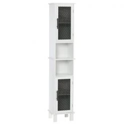 Armoire à linge HomCom autoportante en composite blanc et noir de 13.25 po l. x 69.5 po h. x 11.75 po p.