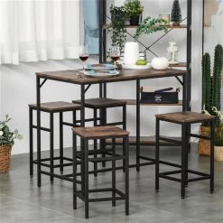 Ensemble de table à manger HomCom en composite brun, 5 pièces -HOMCOM Soldes 2022 330974692 AlternateImage3 l