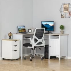 Bureau en L HomCom blanc moderne/contemporain de 17,75 po -HOMCOM Soldes 2022 330974695 AlternateImage3 l