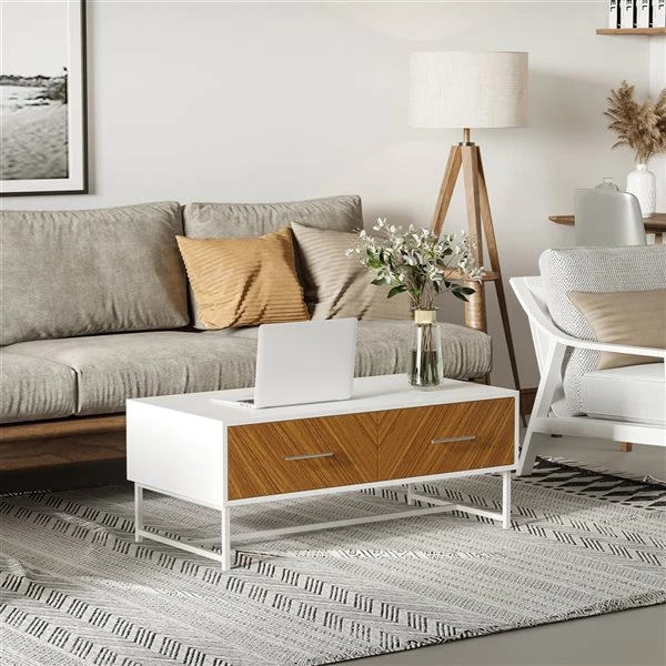 Table basse HomCom en composite blanc 2 Table basse HomCom en composite blanc – Image 2
