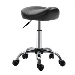Tabouret HomCom noir en forme de selle à hauteur réglable