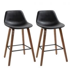 Tabourets de bar rembourrés HomCom noirs à hauteur de bar (27 po à 35 po), paquet de 2