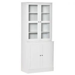 Bibliothèque HomCom blanche en composite à 4 tablettes avec armoire de rangement