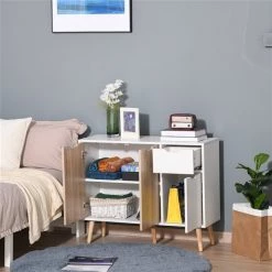 Crédence HomCom en composite blanc et bois naturel de 28 po -HOMCOM Soldes 2022 330974765 AlternateImage3 l