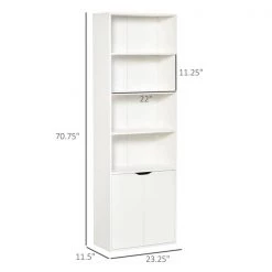 Bibliothèque HomCom en composite blanc à 4 tablettes avec armoire de rangement -HOMCOM Soldes 2022 330974769 AlternateImage2 l