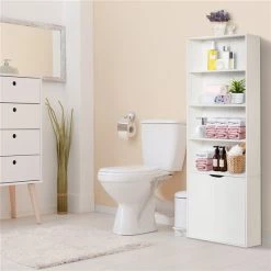 Bibliothèque HomCom en composite blanc à 4 tablettes avec armoire de rangement -HOMCOM Soldes 2022 330974769 AlternateImage3 l