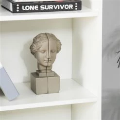 Bibliothèque HomCom en composite blanc à 4 tablettes avec armoire de rangement -HOMCOM Soldes 2022 330974769 AlternateImage4 l