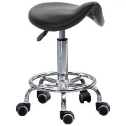 Tabouret HomCom noir en forme de selle