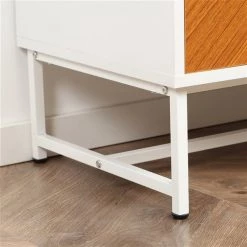 Crédence HomCom en composite blanc et brun avec étagères ouvertes 9 Crédence HomCom en composite blanc et brun avec étagères ouvertes -HOMCOM Soldes 2022 330974778 AlternateImage4 l