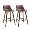 Tabourets de bar rembourrés HomCom bruns à hauteur de bar (27 po à 35 po), paquet de 2