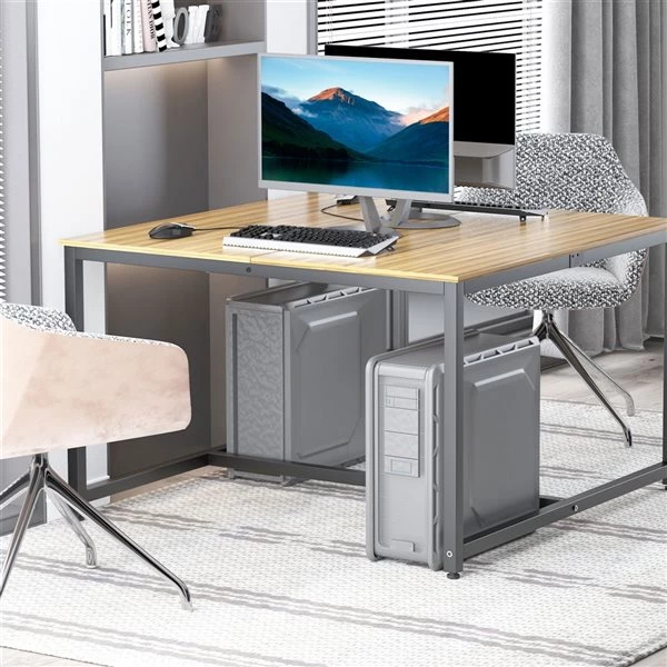 Bureau large pour 2 personnes HomCom brun moderne/contemporain de 23,5 po 2 Bureau large pour 2 personnes HomCom brun moderne/contemporain de 23,5 po – Image 2