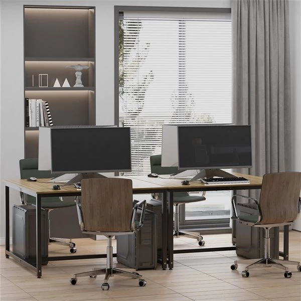 Bureau large pour 2 personnes HomCom brun moderne/contemporain de 23,5 po 4 Bureau large pour 2 personnes HomCom brun moderne/contemporain de 23,5 po – Image 4