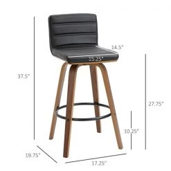 Tabourets de bar rembourrés HomCom pivotants noirs hauts (36 po et plus), paquet de 2 -HOMCOM Soldes 2022 330974804 AlternateImage2 l