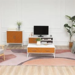 Crédence HomCom en composite blanc et brun -HOMCOM Soldes 2022 330974832 AlternateImage3 l