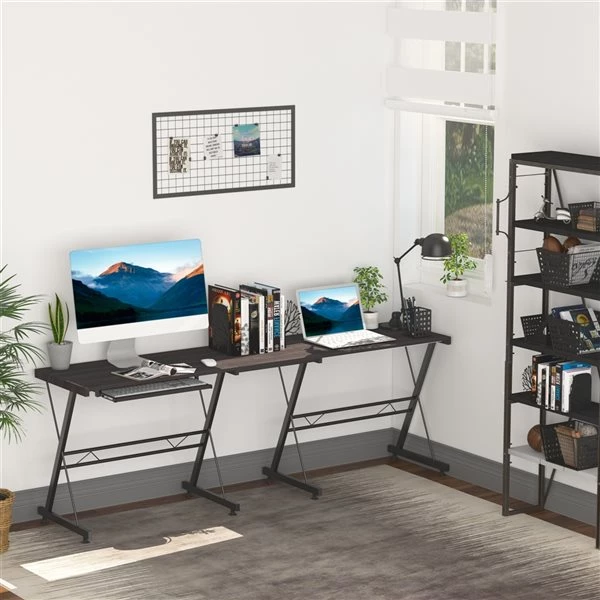 Bureau en L HomCom noir moderne/contemporain de 19,75 po 4 Bureau en L HomCom noir moderne/contemporain de 19,75 po – Image 4