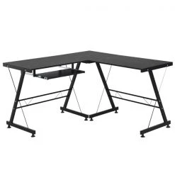 Bureau en L HomCom noir moderne/contemporain de 19,75 po