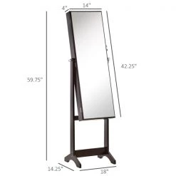 Armoire à bijoux HomCom brune autoportante verrouillable 7 Armoire à bijoux HomCom brune autoportante verrouillable -HOMCOM Soldes 2022 330979373 AlternateImage2 l