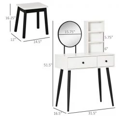 Coiffeuse HomCom blanche et noire de 31,5 po -HOMCOM Soldes 2022 330979404 AlternateImage2 l