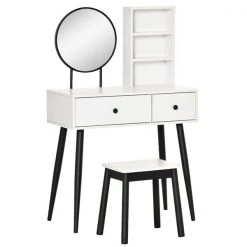 Coiffeuse HomCom blanche et noire de 31,5 po