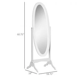 Miroir plain-pied HomCom rond de 60,75 po x 18,75 po avec cadre blanc -HOMCOM Soldes 2022 330979429 AlternateImage2 l
