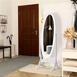 Miroir plain-pied HomCom rond de 60,75 po x 18,75 po avec cadre blanc -HOMCOM Soldes 2022 330979429 AlternateImage3 l
