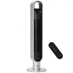 Ventilateur tour oscillant argent et noir pour l'intérieur par HomCom de 39 po à 3 vitesses