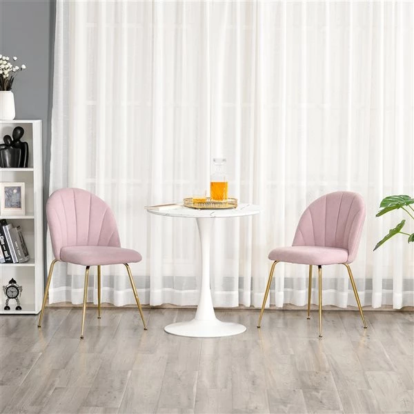 Chaises d'appoint HomCom contemporaines rembourrées en polyester (cadre en métal), ensemble de 2 4 Chaises d'appoint HomCom contemporaines rembourrées en polyester (cadre en métal), ensemble de 2 – Image 4