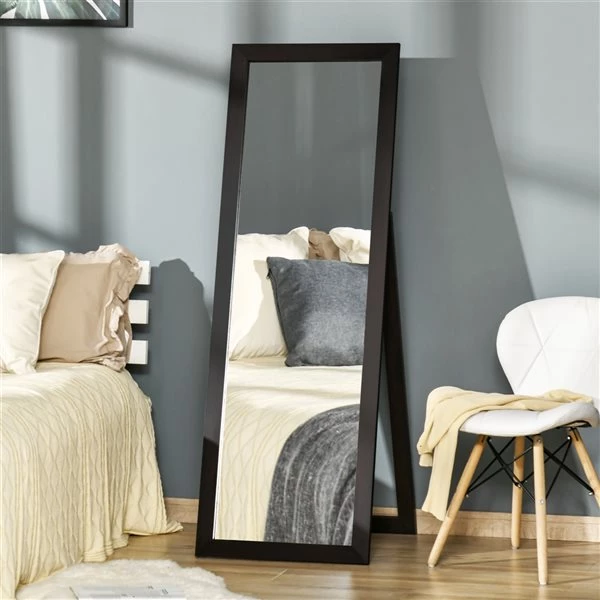 Miroir plain-pied HomCom rectangulaire de 59 po x 20,75 po avec cadre brun 2 Miroir plain-pied HomCom rectangulaire de 59 po x 20,75 po avec cadre brun – Image 2