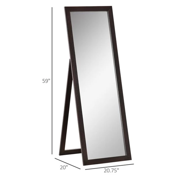 Miroir plain-pied HomCom rectangulaire de 59 po x 20,75 po avec cadre brun 3 Miroir plain-pied HomCom rectangulaire de 59 po x 20,75 po avec cadre brun – Image 3