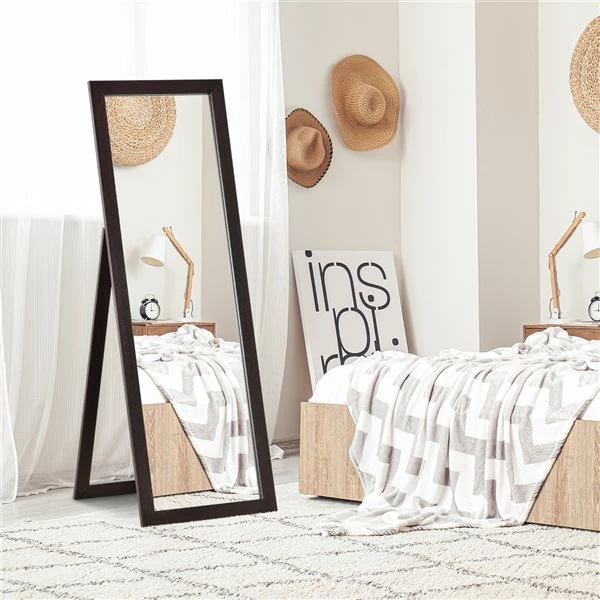 Miroir plain-pied HomCom rectangulaire de 59 po x 20,75 po avec cadre brun 4 Miroir plain-pied HomCom rectangulaire de 59 po x 20,75 po avec cadre brun – Image 4