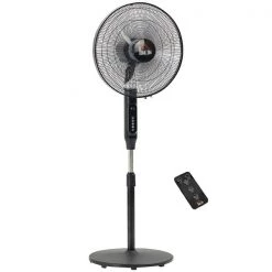 Ventilateur sur pieds HomCom d'intérieur 3 vitesses à oscillation noir de 17,75 po