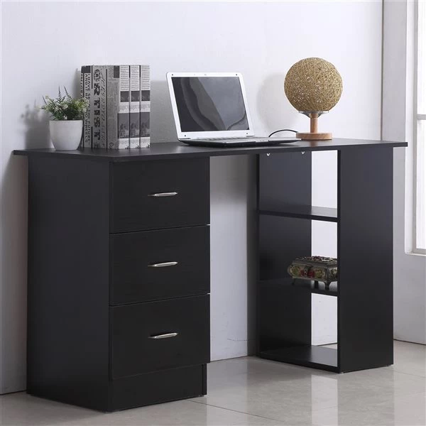 Bureau d'ordinateur HomCom noir moderne/contemporain de 47,25 po 2 Bureau d'ordinateur HomCom noir moderne/contemporain de 47,25 po – Image 2