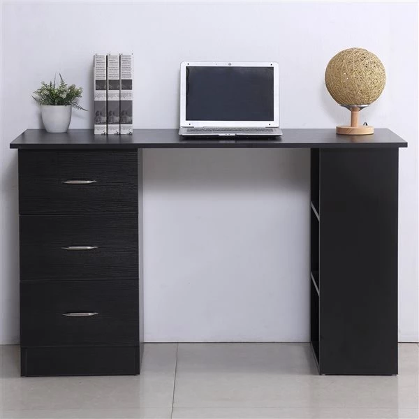 Bureau d'ordinateur HomCom noir moderne/contemporain de 47,25 po 3 Bureau d'ordinateur HomCom noir moderne/contemporain de 47,25 po – Image 3