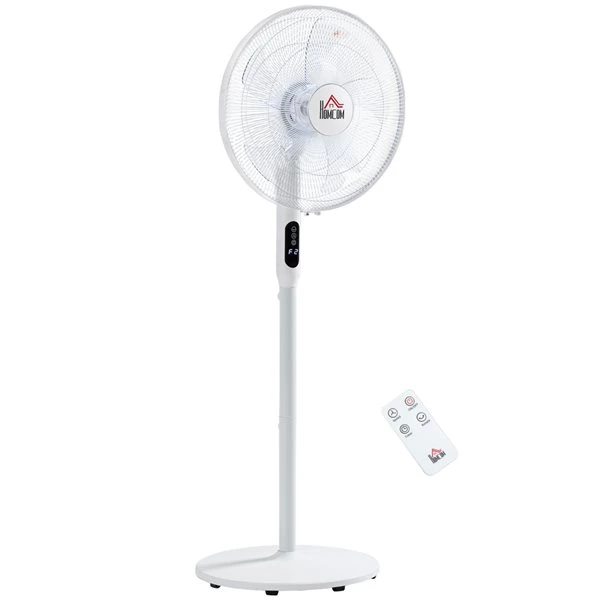 Ventilateur sur pieds HomCom d'intérieur à oscillation 3 vitesses blanc de 17,75 po 1 Ventilateur sur pieds HomCom d'intérieur à oscillation 3 vitesses blanc de 17,75 po