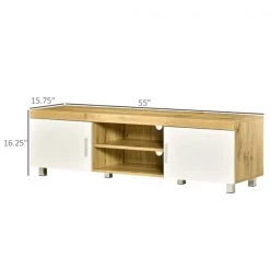Meuble télé HomCom blanc et bois naturel de 55 po 7 Meuble télé HomCom blanc et bois naturel de 55 po -HOMCOM Soldes 2022 330982047 AlternateImage2 l