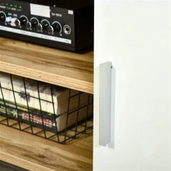 Meuble télé HomCom blanc et bois naturel de 55 po 8 Meuble télé HomCom blanc et bois naturel de 55 po -HOMCOM Soldes 2022 330982047 AlternateImage3 l