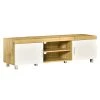 Meuble télé HomCom blanc et bois naturel de 55 po