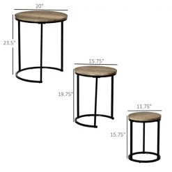 Ensemble de tables gigognes HomCom en acier et MDF, 3 pièces -HOMCOM Soldes 2022 330982050 AlternateImage2 l