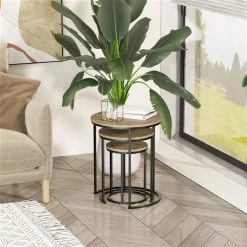 Ensemble de tables gigognes HomCom en acier et MDF, 3 pièces -HOMCOM Soldes 2022 330982050 AlternateImage4 l