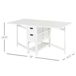 Table à abattants extensible HomCom rectangulaire en MDF blanc 7 Table à abattants extensible HomCom rectangulaire en MDF blanc -HOMCOM Soldes 2022 330982051 AlternateImage2 l